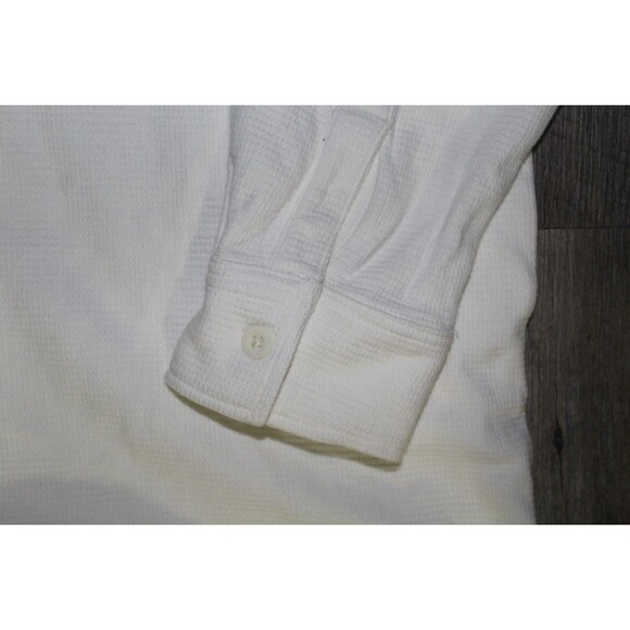 MATE THE LABEL WOMEN'S TEXTURED ORGANIC COTTON LS BUTTON DOWN SHIRT WHITE S NEW - Picture 3 of 7